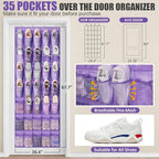 Tiblue Over The Door Shoe Organizer - 35 Mesh Pockets, Hanging Shoe Rack & Holder For Sneakers, Women's High Heels, Lavender