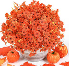 SHareconn 24 Bundles Artificial Fall Flowers for Outdoors Decoration,UV Resistant Silk Eucalyptus Lavender Faux Autumn Fake Plants for Outside Indoor Garden Yard Porch Home Decor,SunsetRedAutumnColour