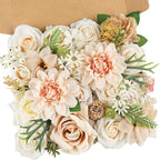 AmyHomie Nude Color Artificial Flowers Combo Silk Mix Peony Rose Fake Flowers w/Stem for DIY Wedding Bouquets Centerpieces Arrangements Table Fall Decor Party Bridal Baby Shower Home Decorations
