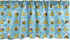 Ambesonne Cartoon Window Valance, Summer Style Funny Demonstration of Happy Flying Characters and Hexagon Comb, Curtain Valance for Kitchen Bedroom Decor with Rod Pocket, 42" x 12", Sky Blue Mustard