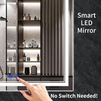 72"x32" LED Bathroom Mirror with Anti-Fog, Stepless Dimmable Lights, 3 Color Modes, Shatter-Proof Tempered Glass, Memory Function & Waterproof Design