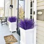 Fake Grass Plant Fake Plants Outdoor Artificial Onion Grass Artificial Grasses Outdoor UV Resistant Faux Plastic Grass Artificial Shrubs Bushes Fake Flowers Outside Artificial Yard Flower(Pure Purple)