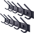 WEBI Coat Rack Wall Mounted,5 Coat Hooks for Hanging Coats,Heavy Duty Metal Double Hook Rack Hook Rail Coat Hanger Wall Mount for Clothes Entryway Jacket,Black,2 Packs