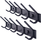 WEBI Coat Rack Wall Mounted,5 Coat Hooks for Hanging Coats,Heavy Duty Metal Double Hook Rack Hook Rail Coat Hanger Wall Mount for Clothes Entryway Jacket,Black,2 Packs
