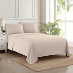 Queen Size Bed Sheets - Breathable Luxury Sheets with Full Elastic & Secure Corner Straps Built In - 1800 Supreme Collection Soft Deep Pocket Bedding, Sheet Set, EXTRA DEEP pocket - Queen, Beige