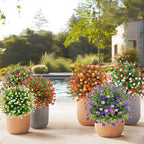 2 Pack Artificial Topiary Ball Trees Boxwood Shrubs with Spikes, UV Resistant Fake Flowers Bushes for Outdoor, Look Real Faux Plants for Porch Pathway Garden Yard Patio Halloween Decor -Purple
