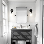 24" x 32" Pivot Rectangle Bathroom Mirror Tilting Beveled Black Metal Framed Vanity Mirrors for Wall, Tempered Glass