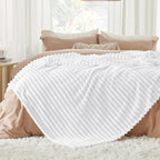 Bedsure GentleSoft White California King Size Blanket for Couch - Cozy Soft Blankets for Women, Cute Small Fleece Throws for Girls, Birthday Gifts for Women, White, 102x96 Inches