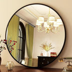HARRITPURE Round Mirror 36 Black Wall Mounted Circle Mirrors Vanity Mirror with Brushed Aluminum Alloy Frame Modern Decoration for Bathroom, Living Room, Vanity, Bedroom, Entryway