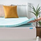 Linenspa 2 Inch Gel Swirl Memory Foam Mattress Topper – Cooling Gel Infused – Pressure Relieving Bed Topper - Mattress Pad – CertiPUR Certified - Queen Size