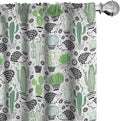 Ambesonne Cactus Curtains, Cartoon Style Inspired Drawing of Hedgehog Animals Saguaro and Prickly Pear, Window Treatments 2 Panel Set for Living Room Bedroom, Pair of - 28" x 84", White Green