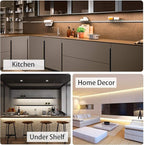 MYPLUS Under Cabinet Led Lighting, 16.4ft LED Strip Lights Kit with Dimmer Control for Kitchen, Cabinet, Shelf, Counter, Bedroom and Décor, Warm White 3000K, 1050LM