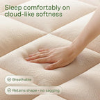 Ultra Soft Full Size Mattress Topper - Viscose Made from Bamboo Pillow Top Mattress Pad for Back Pain Relief - Naturally Cooling for Hot Sleepers, Beige