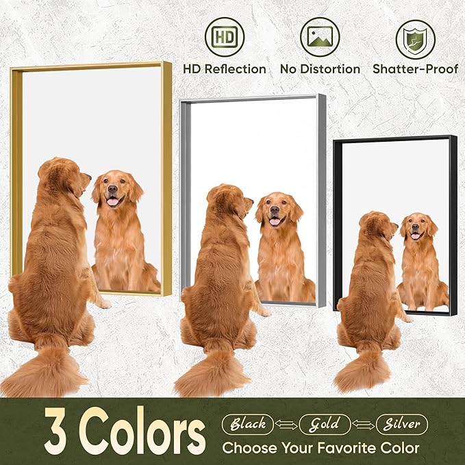 Suidia Bathroom Mirror, 60" x 30" Wall Mirror Metal Framed, Bathroom Vanity Mirror for Living Room Bedroom Bathroom Entryway, Black, Rect Corner Style
