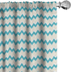 Ambesonne Teal Curtains, Horizontal Zigzag Lines Chevron Triangles Pattern Simple Classical Geometric Design, Window Treatments 2 Panel Set for Living Room Bedroom, Pair of - 28" x 84", Cream Teal