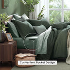 Monbix Oversized Queen Comforter Set - 7 Pieces Cationic Dyeing Deep Forest Bed in a Bag Bedding Sets with Comforter, Sheets, Pillowcases & Shams, Reversible Bedding Comforters Sets