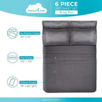 DREAMCARE King Size Sheets Set – 6 pcs Cooling Bed Sheets – up to 21” Deep Pocket King Sheet Set - 2500 Supreme Collection – Extra Soft 100% Brushed Microfiber Hotel Luxury with Side Pocket - Gray