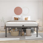 ROIL 14 inch Full Size Bed Frame with Headboard Hole and Round Corner Legs Mattress Retainers 3500LBS Heavy Duty Steel Slats No Box Spring Needed Platform Noise-Free Underneath Storage