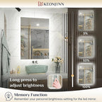 Keonjinn 47.8 x 24 Inch LED Bathroom Mirror with Backlit, Dimmable Vanity Mirror with Lights, High Lumen, Anti-Fog, CRI90+, UL Listed LED Driver, HD Tempered Glass