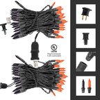 Dazzle Bright Purple and Orange Halloween Mini Lights, 20FT 100 Count Waterproof Incandescent Lights Plug in, Connectable Halloween Decorations for Indoor Outdoor Party Yard Decor