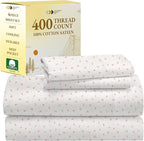 California Design Den Full Size Bed Sheets Set - 400 Thread Count Sateen, Natural 100% Cotton Sheets, Deep Pocket Cooling and Durable Bedding - Soft Floral