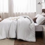 Bedsure Super King Comforter Set - Grayish White Soft Bedding for All Seasons, Cationic Dyed Bed Set, 3 Pieces, 1 Super King Size Comforter (120"x120") and 2 Pillow Shams (20"x36"+2")