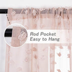 MYSKY HOME Pom Pom Pink Sheer Curtains for Bedroom Girls Room Dusty Rose Curtains 84 Inches Long for Nursery Kids Light Filtering Boho Window Drapes, Rod Pocket, 52" Wide, 2 Panels