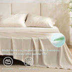 Bedsure King Size Sheets Set, Cooling Sheets for Hot Sleepers, Rayon Derived from Bamboo, Breathable & Soft, Deep Pocket Up to 16 Inches, Hotel Luxury Silky Bedding, Light Beige