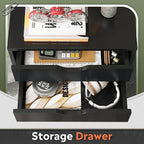 DEVAISE 5-Drawer Chest, Wood Storage Dresser file Cabinet with Wheels, Mobile Dresser for Home Office, Black