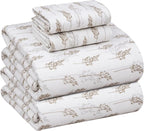 RUVANTI Flannel Sheets Full Size - 100% Cotton Double Brushed Bed Sheets Set, Deep Pockets 16 Inches, All Seasons Breathable & Extra Soft Full Sheets, Warm & Cozy, 4 Piece, Dried Straw