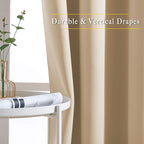 NICETOWN Bedroom Blackout Curtains and Drapes - Window Treatment Thermal Insulated Solid Grommet Blackout Draperies for Kitchen/Cafe (Biscotti Beige, Set of 2, 34 by 50 Inch)