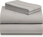 LuxClub 4 PC King Sheet Set, Breathable Luxury Bed Sheets, Deep Pockets Wrinkle Free Cooling Bed Sheets Machine Washable Hotel Bedding Silky Soft - Light Taupe King