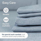 Cal King Sheet Set 6 Piece - Bed Sheets California King Size - Soft Hotel Luxury Bedding - Cooling, Comfy & Breathable - 1 Flat 1 Fitted & 4 Pillowcases w/ Deep Pockets - Wrinkle Free - Heathered Blue