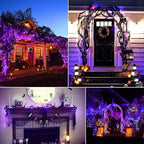 Christamas Decorations Purple String Lights Battery Operated 17.8 Feet 50 LED 2 Pack Waterproof Mini Fairy Lights with 8 Lighting Modes for Outdoor Indoor Use, Xmas Halloween Tree Holiday Party Patio