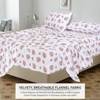 RUVANTI Flannel Sheets Queen Size - 100% Cotton Double Brushed Bed Sheets, Deep Pockets 16 Inches Queen Sheet Set, All Seasons Breathable & Extra Soft - Warm & Cozy, 4 Piece, Bali