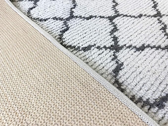 Custom Size Modern Runner Rug Carpet for Hallway Entryway Foyer Kitchen, Slip Resistant Latex Rubber Backed 31 inch Wide X Customized Length, Trellis Grey, 31 inch X 17 feet