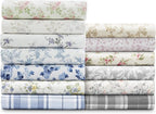 Laura Ashley - Flannel Sheets King Size, Anti-Pilling & Wrinkle Resistant Cotton, Touchably Soft for All-Season Comfort - Bed Sheets with Matching Pillowcases & Fitted Sheet (Mulholland Plaid Blue)
