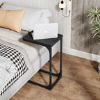 QEEIG C Table Side Table Living Room C Shaped Couch Tray End Table Modern 1 Pack, Black (017-30BN-1)