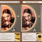 YUDACHU 36"x18" Smart LED Mirror for Bathroom, Half Moon Mirror, Anti-Fog & Stepless Dimming, 3-Color Backlit Vanity Mirror with Lights, Wall Mounted for Small Space