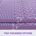 MUXHOMO 3-Inch King Mattress Topper, 7-Zone Egg Crate Foam for Back Pain Relief, Cooling Gel-Infused Lavender Bed Pad, CertiPUR-US & Oeko-TEX Certified