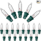 Mudder 60Count 2.5V Christmas 50/100/150/200 Count Mini Incandescent Wire String Lights Replacement Bulbs Indoor/Outdoor Christmas Lights Decor for Home Xmas Tree (Green Base with Warm White Bulb)