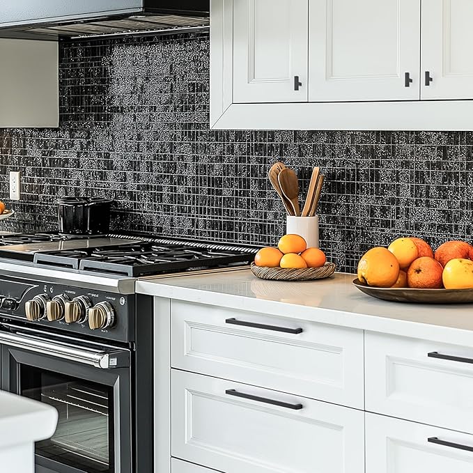 JOY DECOR 25 Pack Cabinet Handles, Black Cabinet Pulls, 10 Inch Kitchen Closet Handles Square Drawer Pulls Stainless Steel Drawer Hardware, 256mm Hole Centers