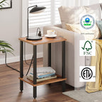TUTOTAK End Table with Charging Station, Side Table with USB Ports and Outlets, Nightstand, 2-Tier Storage Shelf, Sofa Table for Small Space, 1 Package（2PCS） TB01BB041