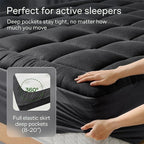 Ultra Soft Full Size Mattress Topper - Viscose Made from Bamboo Pillow Top Mattress Pad for Back Pain Relief - Naturally Cooling for Hot Sleepers, Black