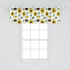 Ambesonne Sunflower Window Valance Pack of 2, Agricultural Pattern Botanical Inspiration Hand-Drawn Flowers, Rod Pocket Curtain Valances for Kitchen Bedroom, 42" X 18", Reseda Green Dark Brown