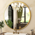 HARRITPURE Round Mirror 30 Gold Wall Mounted Circle Mirrors Vanity Mirror with Brushed Aluminum Alloy Frame Modern Decoration for Bathroom, Living Room, Vanity, Bedroom, Entryway