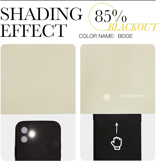NICETOWN Blackout Curtains for Bedroom, 72 inches Long Curtains & Drapes for Living Room, Thermal Insulated Window Treatment Draperies for Nursery (Beige, 34" by 72")