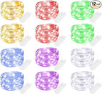 Brightown 12 Pack Multi Color Led Fairy Lights Battery Operated String Lights Waterproof Silver Wire 7 Feet 20 Led Firefly Starry Moon Lights for DIY Wedding Party Bedroom Patio Christmas