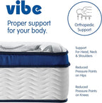 Vibe Quilted Hybrid Mattress, 12-Inch Innerspring and Pillow Top Gel Memory Foam Mattress, Fiberglass Free, CertiPUR-US Certified Bed in a Box, California King
