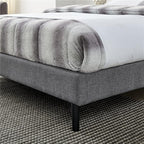 Decoro Mornington 2.0 Upholstered Platform Bed | Headboard and Metal Frame with Wood Slat Support, Grey, Queen Size
